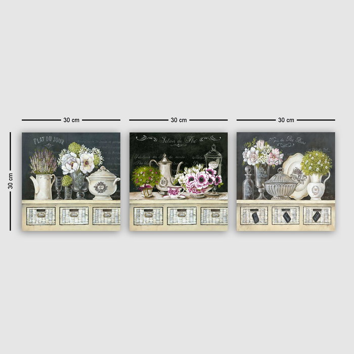 Wallity Conjunto de 3 Pinturas Decorativas en Lienzo Multicolor